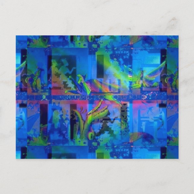 Carte postale "Temple Bleu" UV Art (Devant)
