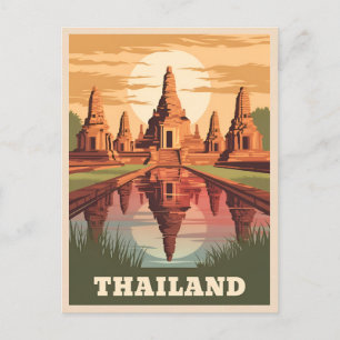 Carte Postale Temple bouddhiste thaïlandais Vintage voyage couch