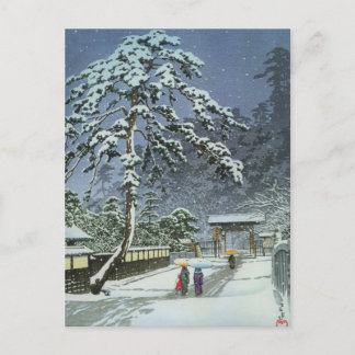 Carte Postale Temple de Honmonji dans la neige - 川瀬巴水 de Kawase