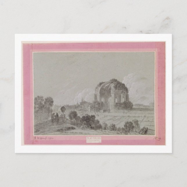 Carte Postale Temple de Minerva Medici, Rome, 1754 (dessin et (Devant)