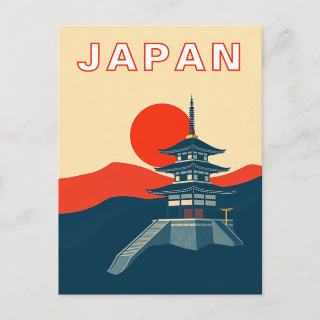Carte Postale Temple de pagode d'art de voyage rétro du Japon (Devant)