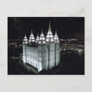 Carte Postale Temple de Salt Lake City la nuit.