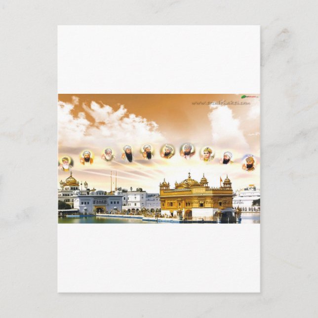 CARTE POSTALE TEMPLE D'OR AVEC LE SIKH GURUS (Devant)