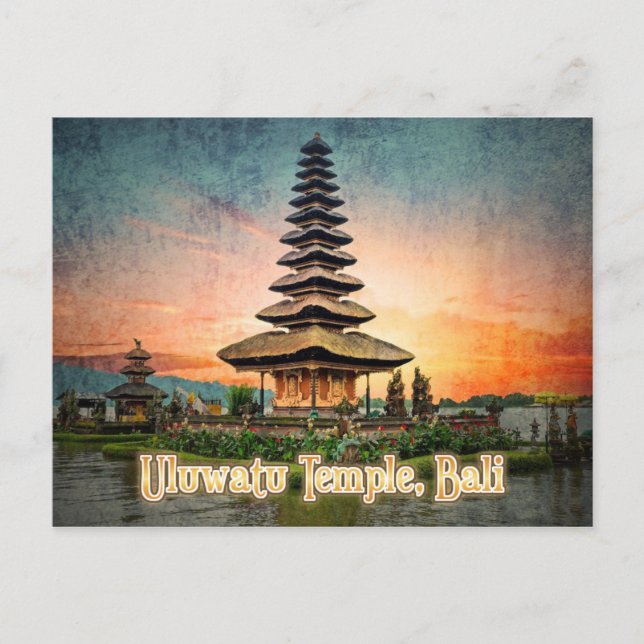 Carte Postale Temple Uluwatu, Bali stylisé (Devant)