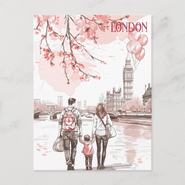 Carte Postale Temps famille à Londres (Devant)