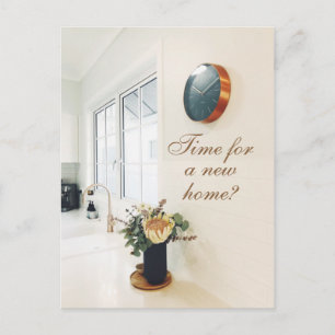 Carte Postale Temps pour une nouvelle maison publicité immobiliè