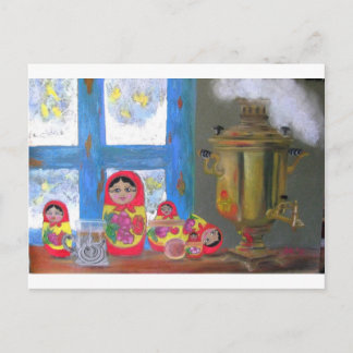 Carte Postale temps russe de thé