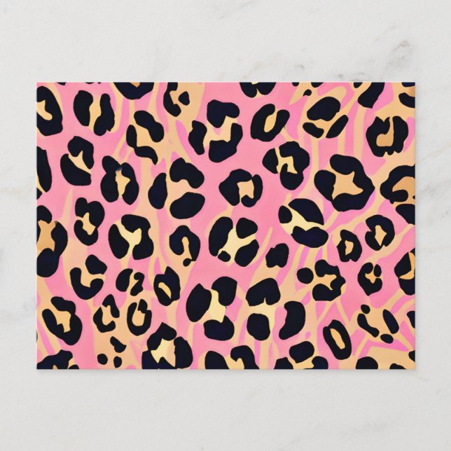 Carte Postale Tendance Chic Peach Leopard Poster de animal (Devant)