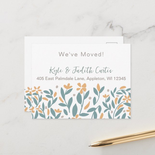 Carte postale tendance et simple de nouveau adress (Devant/Arrière en situation)