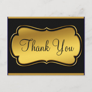 Carte Postale Tendance Or Pas Cher Paillettes Noir Merci