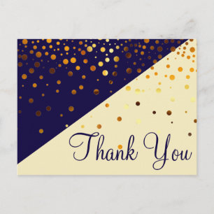 Carte Postale Tendance Pas Cher Paillettes Dorées Bleu Merci