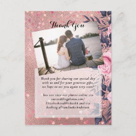 Carte Postale Tendance ROSEGOLD Mariage Metallic rose marine Par