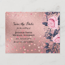Carte Postale Tendance ROSEGOLD Mariage Metallic rose marine Par