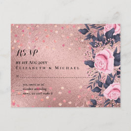Carte Postale Tendance ROSEGOLD Mariage Metallic rose marine Par