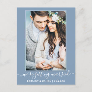Carte Postale Tendance Se Marier Dusty Blue Enregistrer La Date