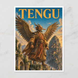 Carte Postale Tengu, Monstre de Fantasy Gothique