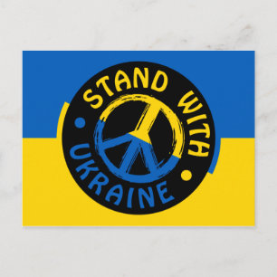 Carte Postale Tenir avec l'Ukraine, Symbole de la paix en Ukrain