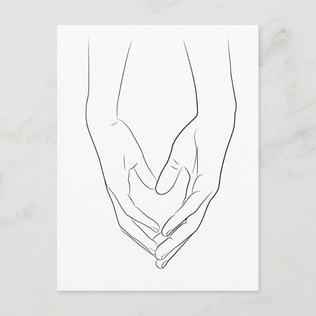 Carte Postale Tenir Les Mains Coeur Ligne Minimale Art Cute Simp (Devant)
