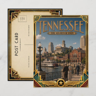 Carte Postale Tennessee Art Déco vintage de l'âge d'or