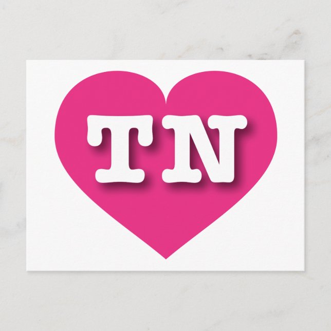 Carte Postale Tennessee Hot Pink Heart - J'aime TN (Devant)
