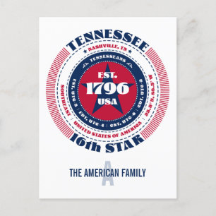 Carte Postale Tennessee, Nashville, TN, Patriotique, Monogramme