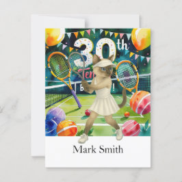 Carte Postale Tennis 30e anniversaire pour les amoureux du chat 