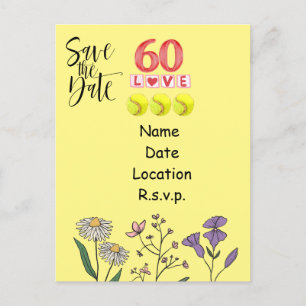 Carte Postale Tennis 60e anniversaire  Enregistrez la date