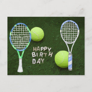 Carte Postale Tennis Anniversaire avec des balles de tennis sont
