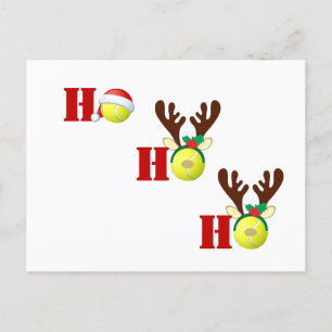 Carte Postale Tennis Ball Ho Ho Ho Santa Reindeer Christmas