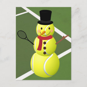 Carte postale Tennis Ball Snowman et Noël Holiday