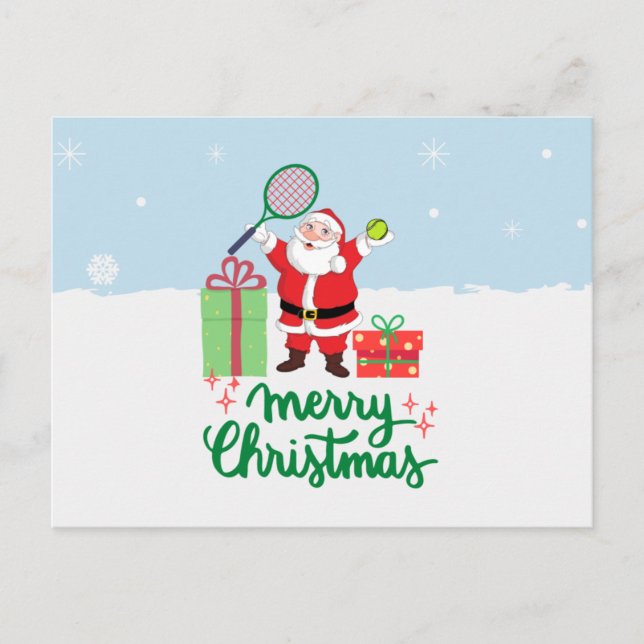 Carte Postale Tennis Christmas Holiday Card avec balle et Père N (Devant)