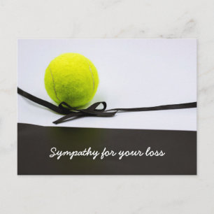 Carte Postale Tennis de sympathie condoléances balle ruban noir