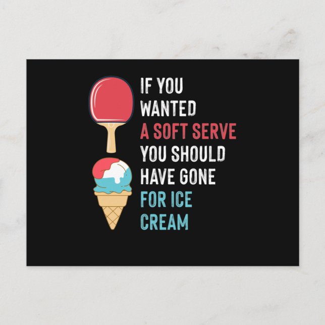 Carte Postale Tennis De Table Soft Sert Glace Ping Pong (Devant)
