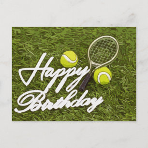 Carte Postale Tennis Joyeux Anniversaire Amour avec balle et raq