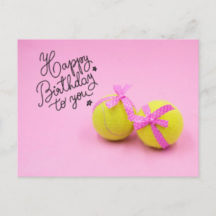Carte Postale Tennis Joyeux Anniversaire avec balle et raquette 