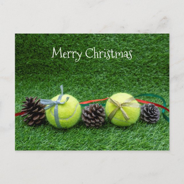 Carte Postale Tennis Joyeux Noël avec balle de tennis (Devant)