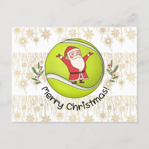 Carte Postale Tennis Joyeux Noël avec le Père Noël à Ball
