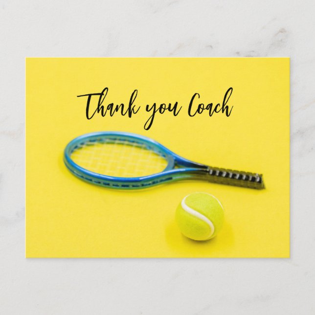 Carte Postale Tennis Merci Coach pour Joueur de Tennis  (Devant)