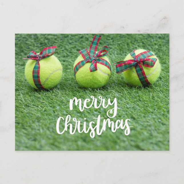 Carte Postale Tennis Noël avec Tennis balle et cadeaux Postca (Devant)