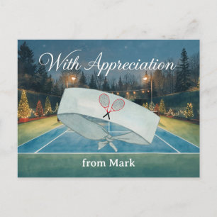 Carte Postale Tennis Noël  sur le court  Avec appréciation