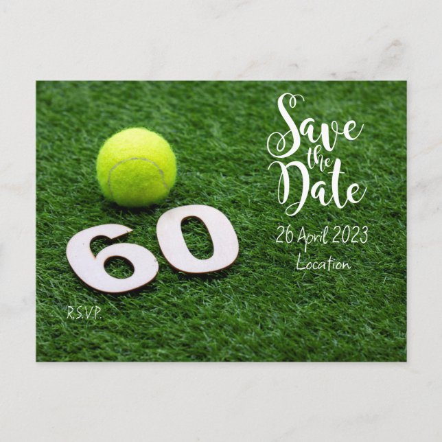 Carte Postale Tennis Sauvegarder la date pour l'invitation à la  (Devant)
