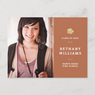 Carte Postale Terme Rust Orange Moderne Photo Graduation