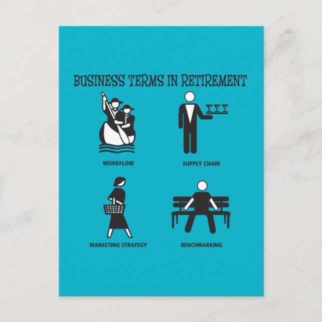 Carte Postale Termes d'entreprise amusants à la retraite (Devant)