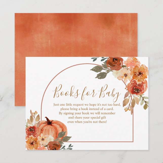 Carte Postale Terracota Citrouille Rustic Floral Livres pour béb (Devant / Derrière)