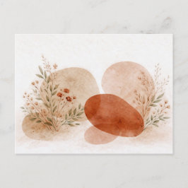 Carte Postale Terracotta Abstrait Bohème Botanique Aquarelle