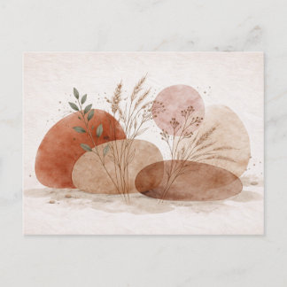 Carte Postale Terracotta Boho Abstract Botanical Watercolor 