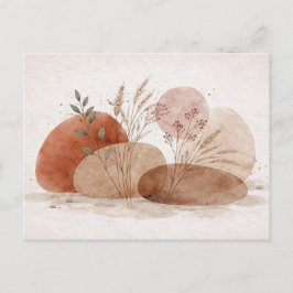 Carte Postale Terracotta Boho Abstrait Botanique Aquarelle