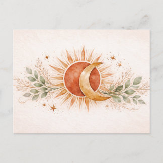 Carte Postale Terracotta Boho Celestial Sun Moon Botanical