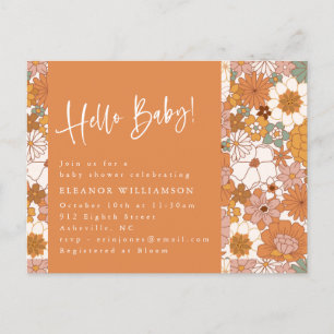Carte Postale Terracotta Boho Floral Bonjour bébé mignonne douch
