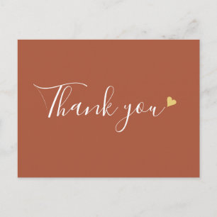 Carte Postale Terracotta Gold Heart Script Business Merci